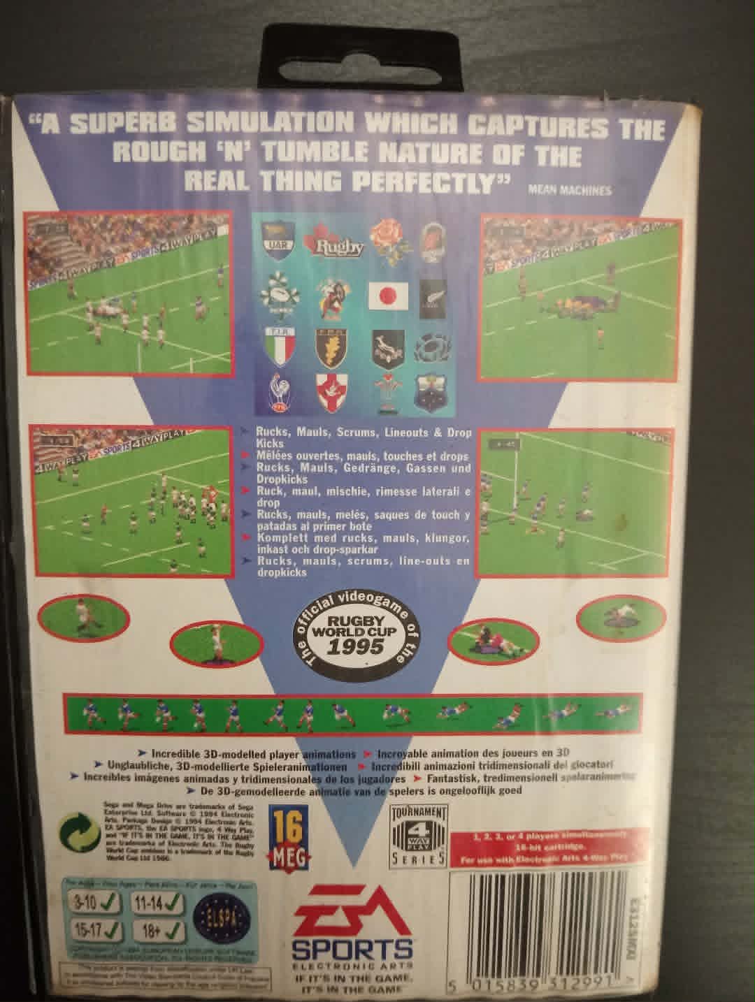 Rugby World Cup 1995 - Sega Mega Drive COMPLETE + Poster
